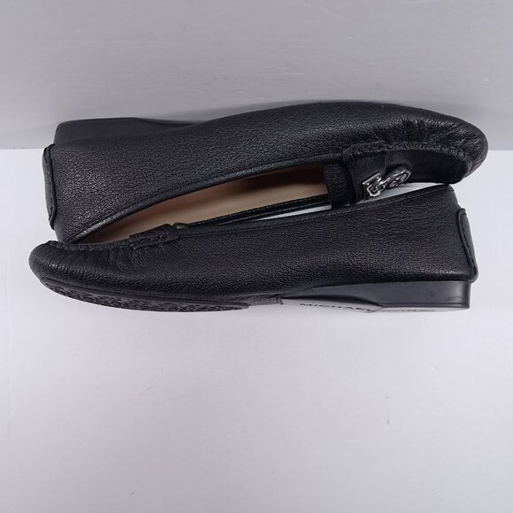 Michael Kors Loafers Women 9.5 Black Pebbled Leather Dangle Lock Slip On - Picture 5 of 16